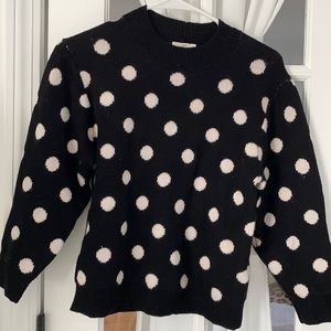 Joie Black Sweater with Cream Polka Dots